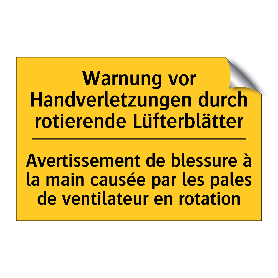 Warnung vor Handverletzungen durch /.../ - Avertissement de blessure à la /.../