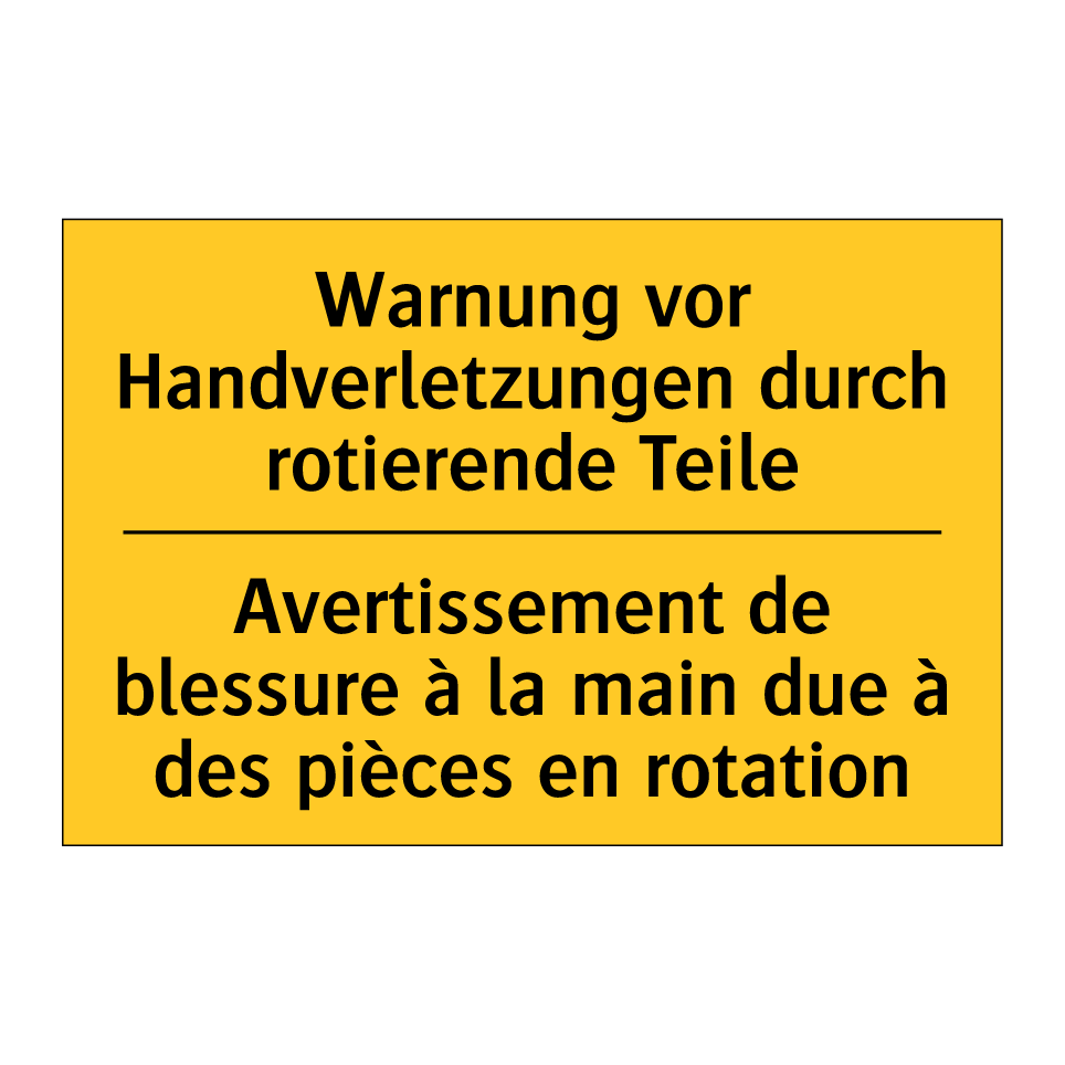 Warnung vor Handverletzungen durch /.../ - Avertissement de blessure à la /.../