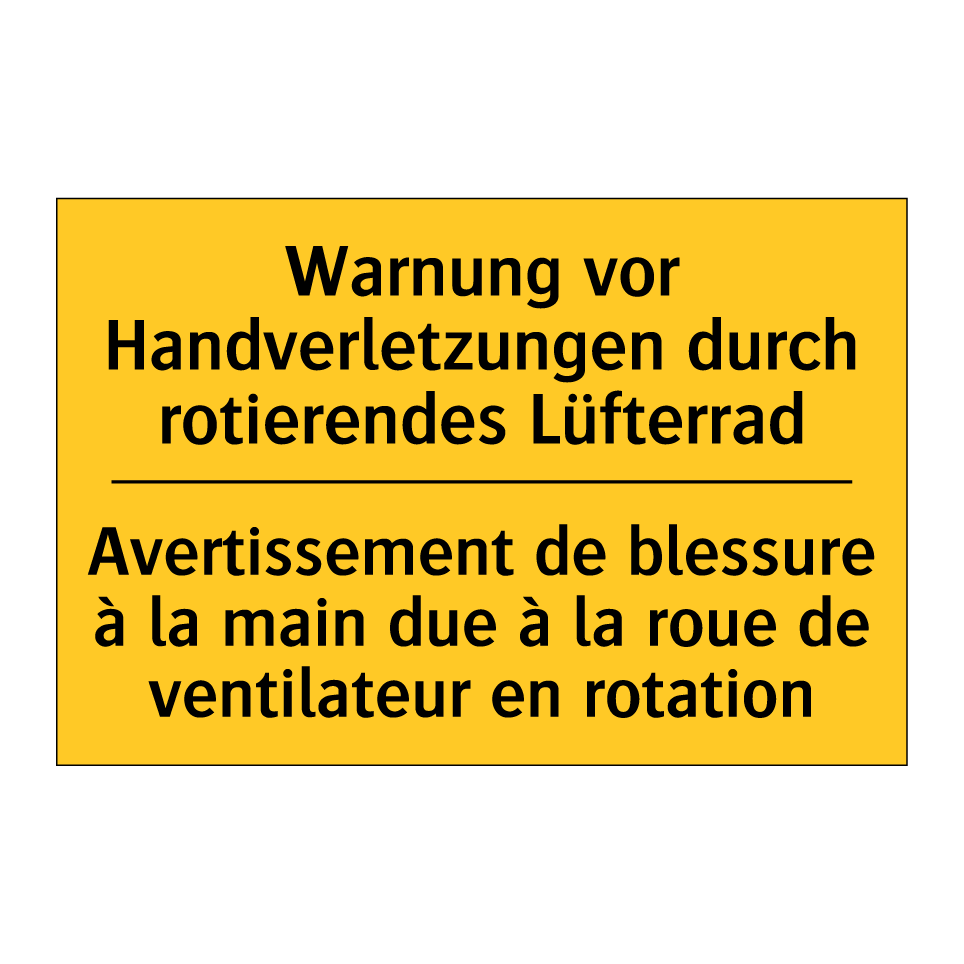 Warnung vor Handverletzungen durch /.../ - Avertissement de blessure à la /.../