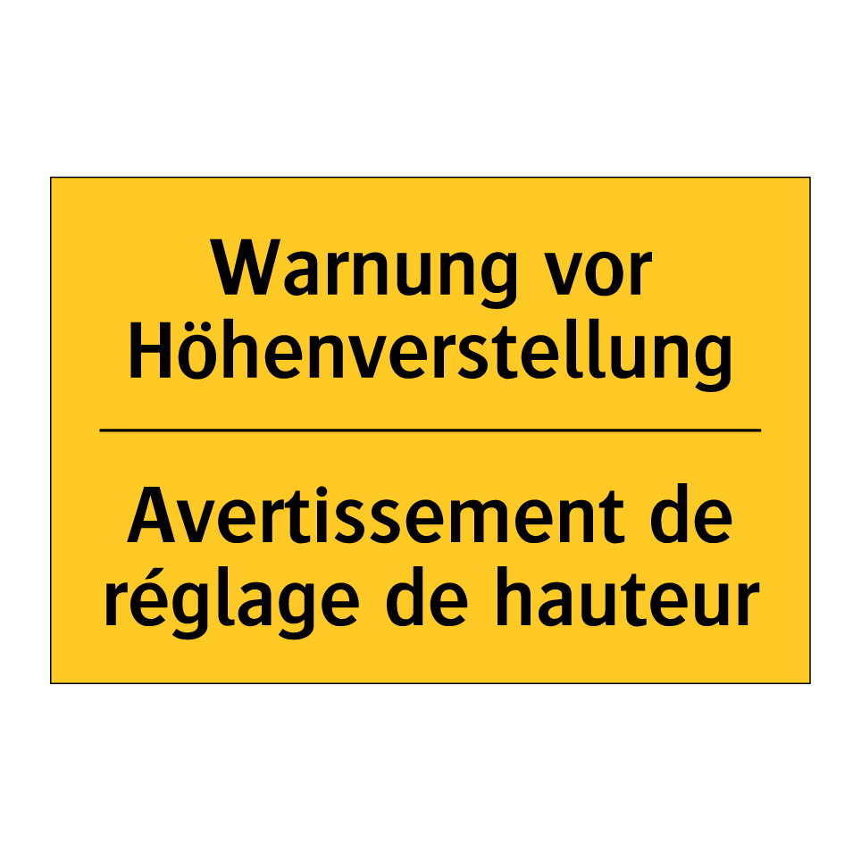 Warnung vor Höhenverstellung - Avertissement de réglage de hauteur /.../