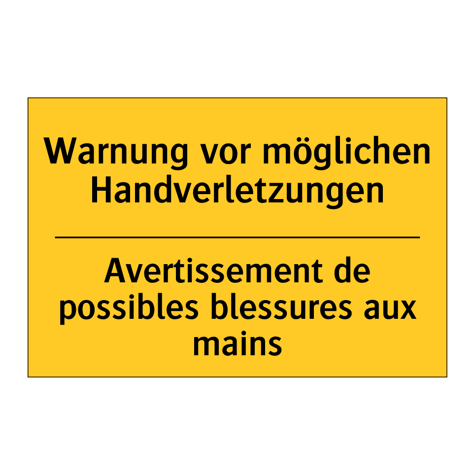 Warnung vor möglichen Handverletzungen /.../ - Avertissement de possibles blessures /.../
