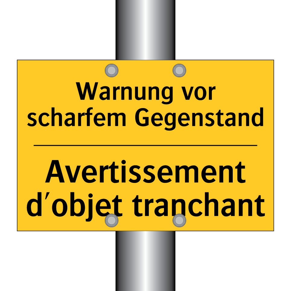 Warnung vor scharfem Gegenstand /.../ - Avertissement d'objet tranchant /.../