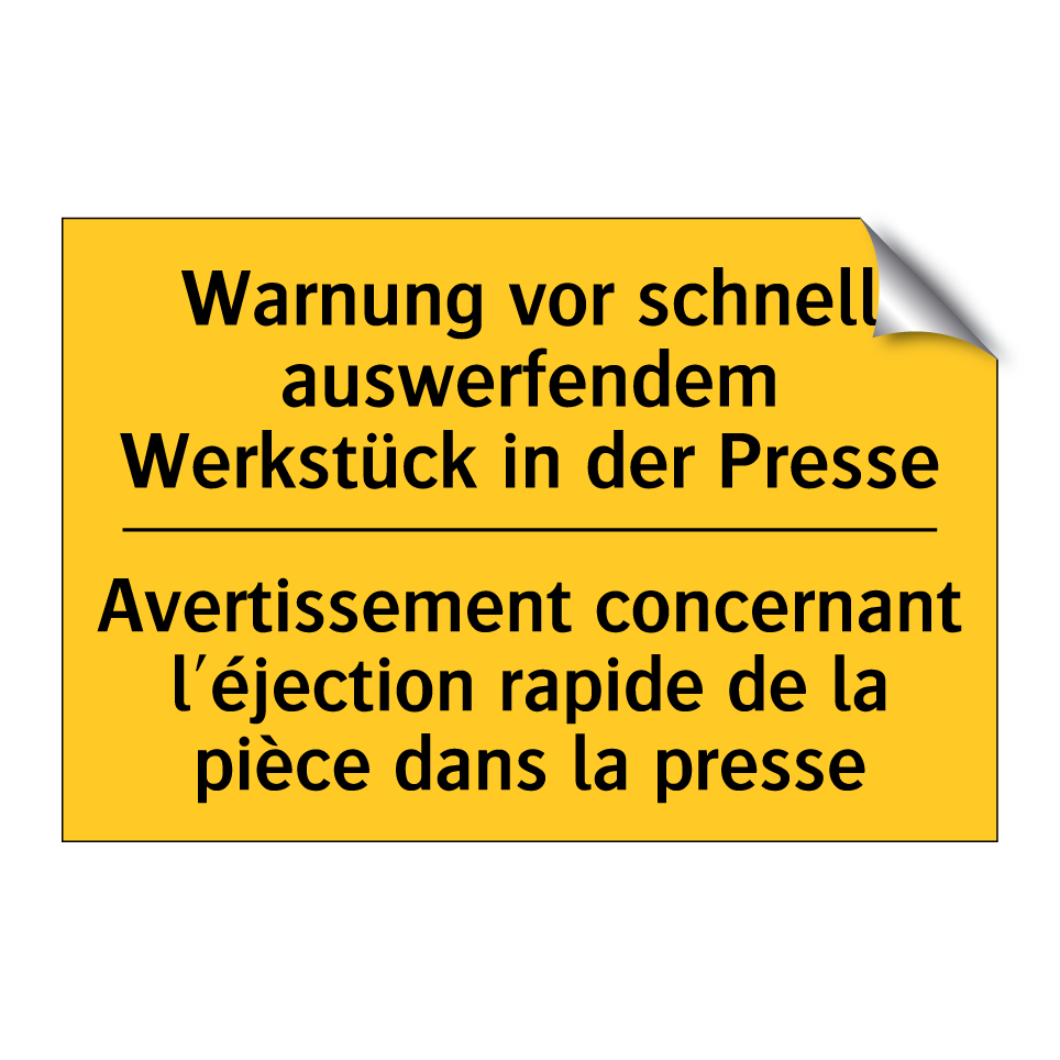 Warnung vor schnell auswerfendem /.../ - Avertissement concernant l'éjection /.../