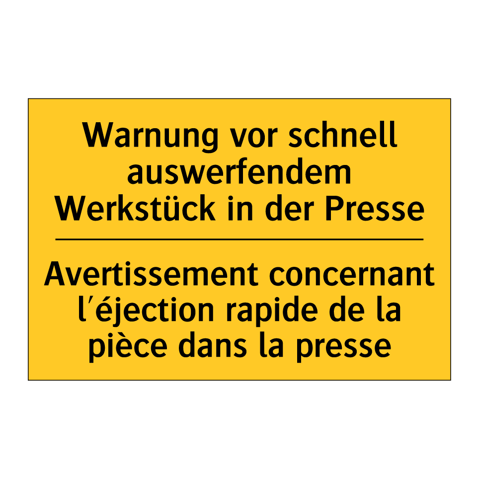 Warnung vor schnell auswerfendem /.../ - Avertissement concernant l'éjection /.../