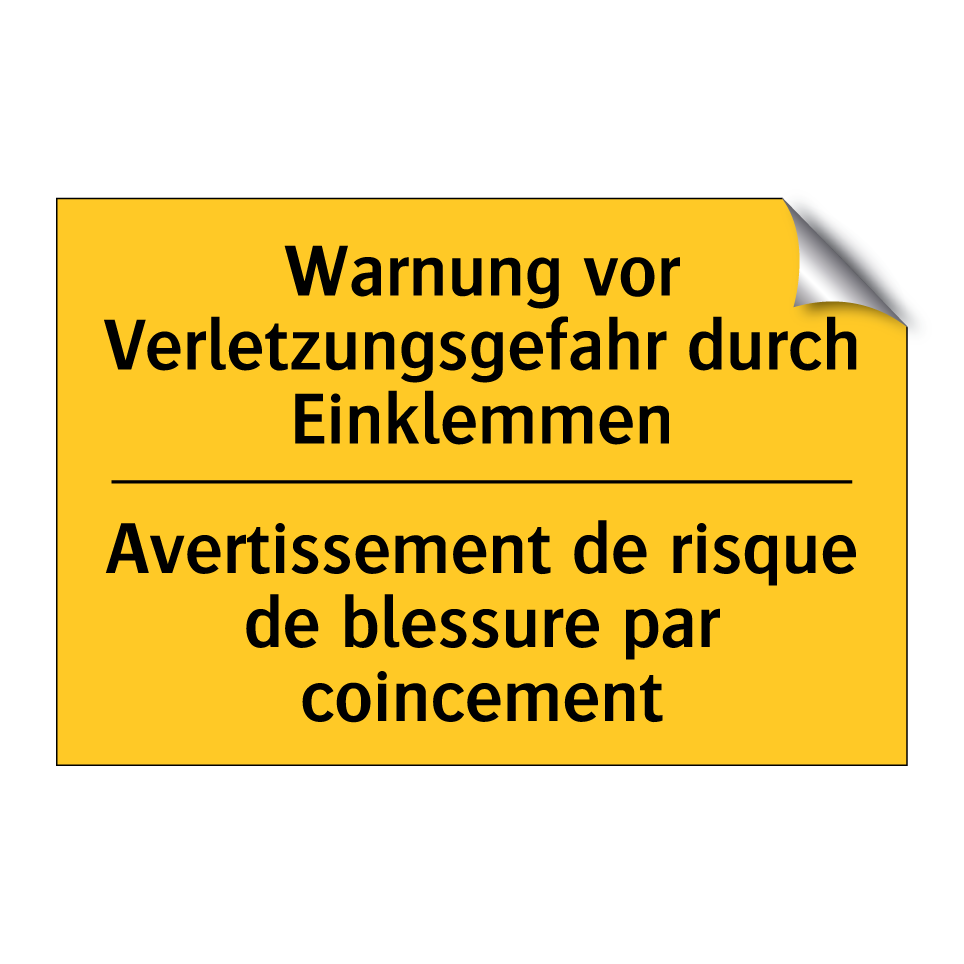 Warnung vor Verletzungsgefahr /.../ - Avertissement de risque de blessure /.../