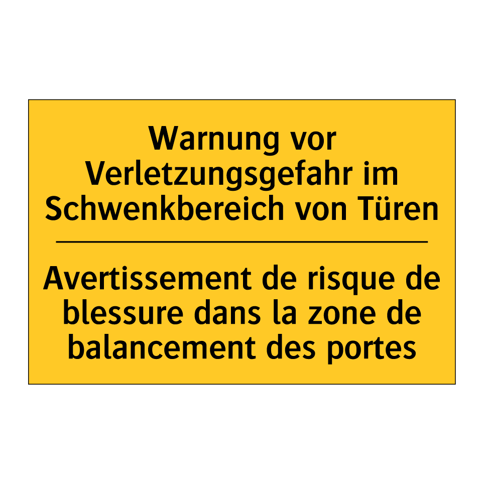 Warnung vor Verletzungsgefahr /.../ - Avertissement de risque de blessure /.../