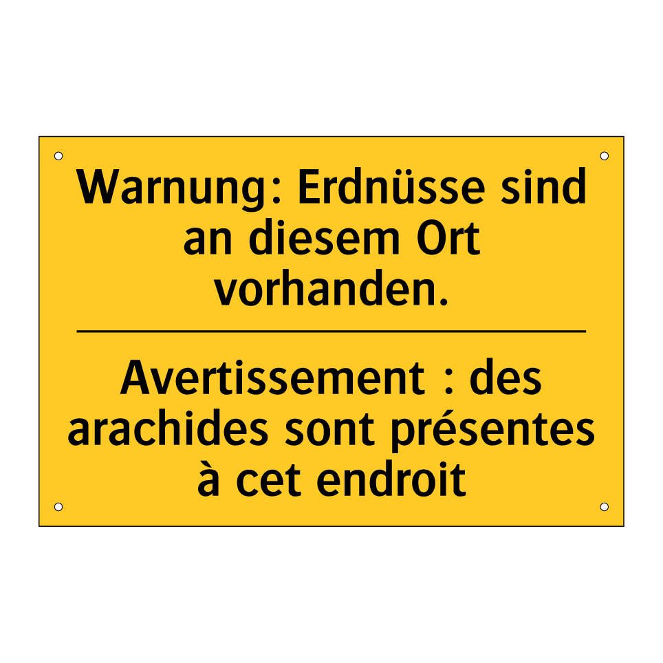 Warnung: Erdnüsse sind an diesem /.../ - Avertissement : des arachides /.../