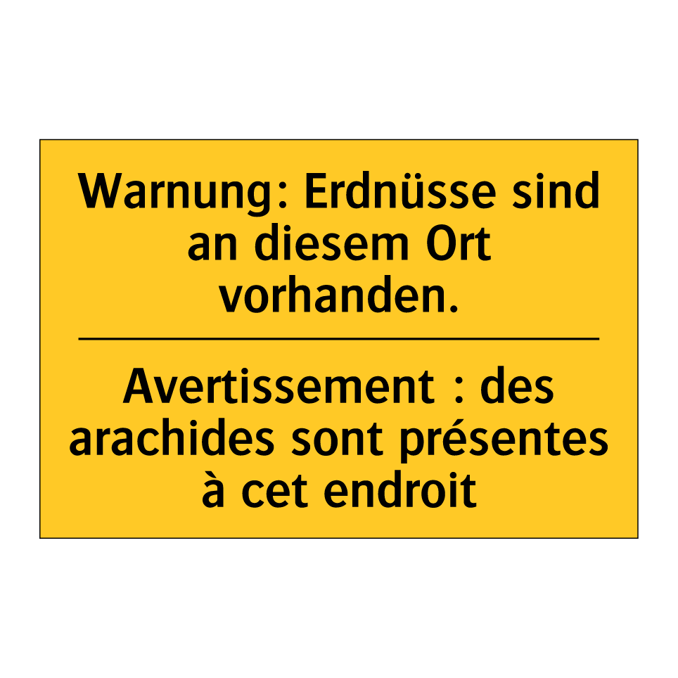 Warnung: Erdnüsse sind an diesem /.../ - Avertissement : des arachides /.../