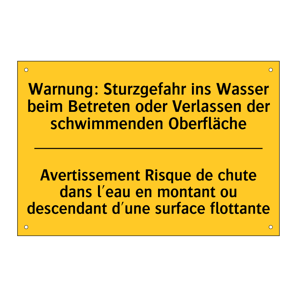 Warnung: Sturzgefahr ins Wasser /.../ - Avertissement Risque de chute /.../