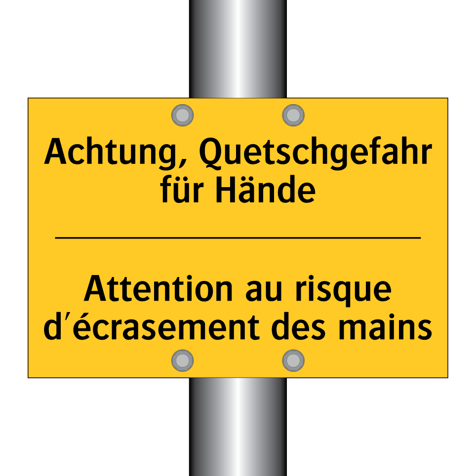 Achtung, Quetschgefahr für Hände /.../ - Attention au risque d'écrasement /.../