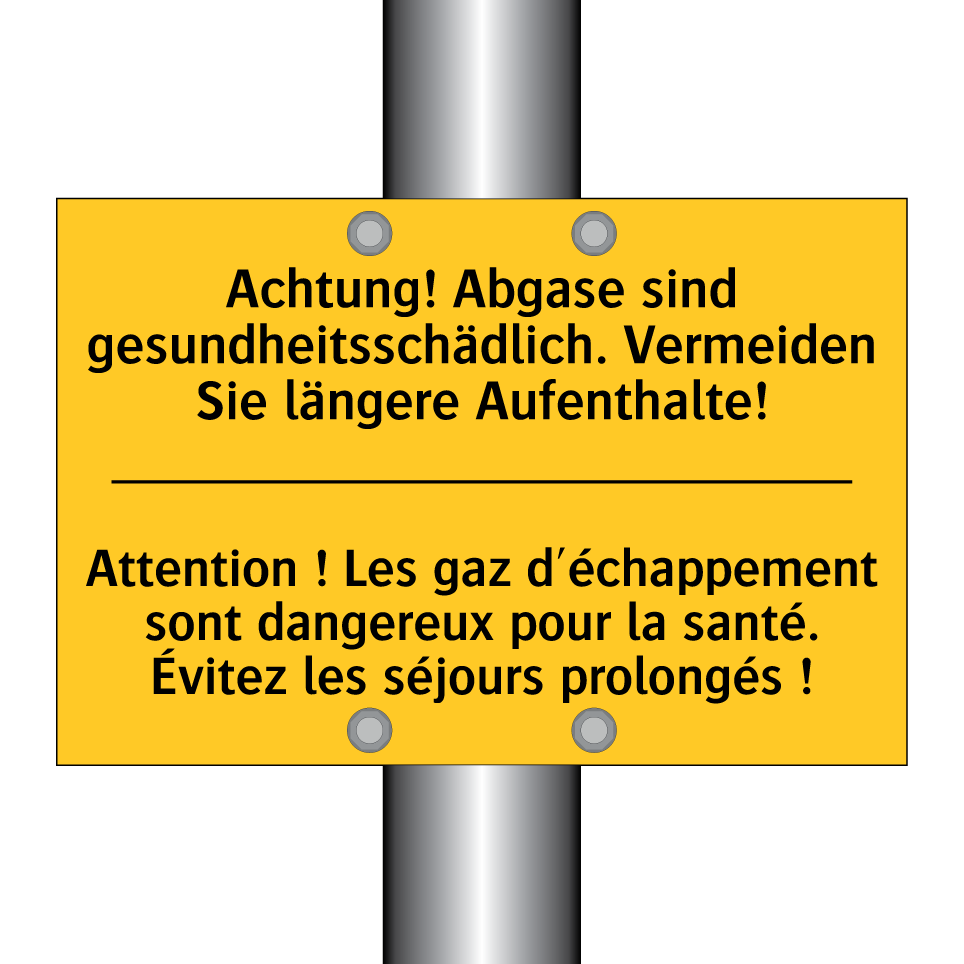 Achtung! Abgase sind gesundheitsschädlich. /.../ - Attention ! Les gaz d'échappement /.../