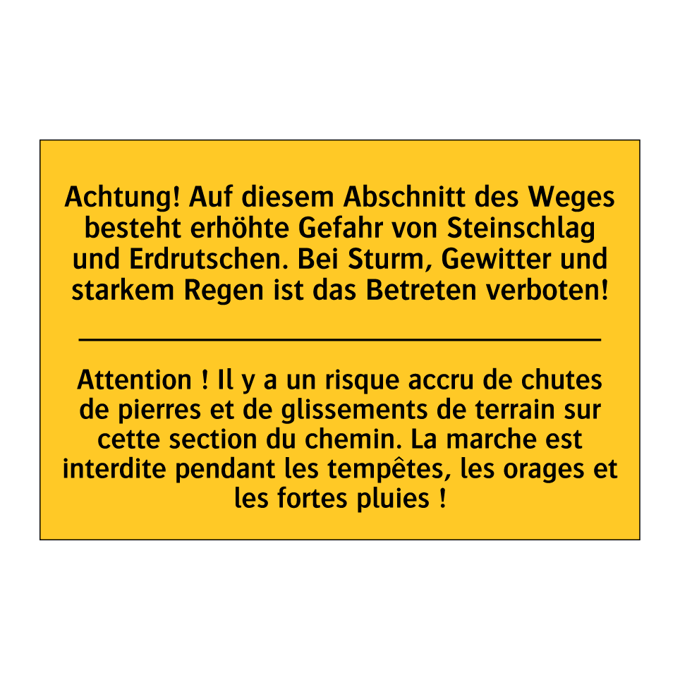 Achtung! Auf diesem Abschnitt /.../ - Attention ! Il y a un risque accru /.../