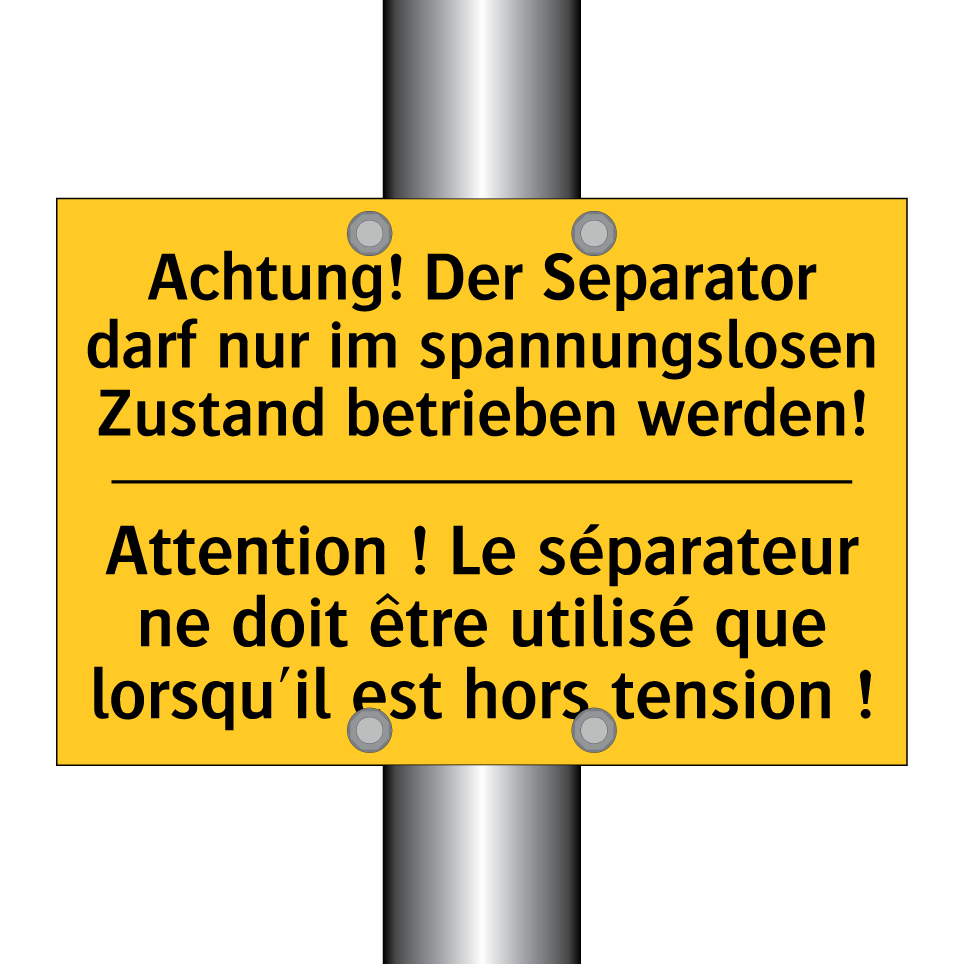 Achtung! Der Separator darf nur /.../ - Attention ! Le séparateur ne doit /.../