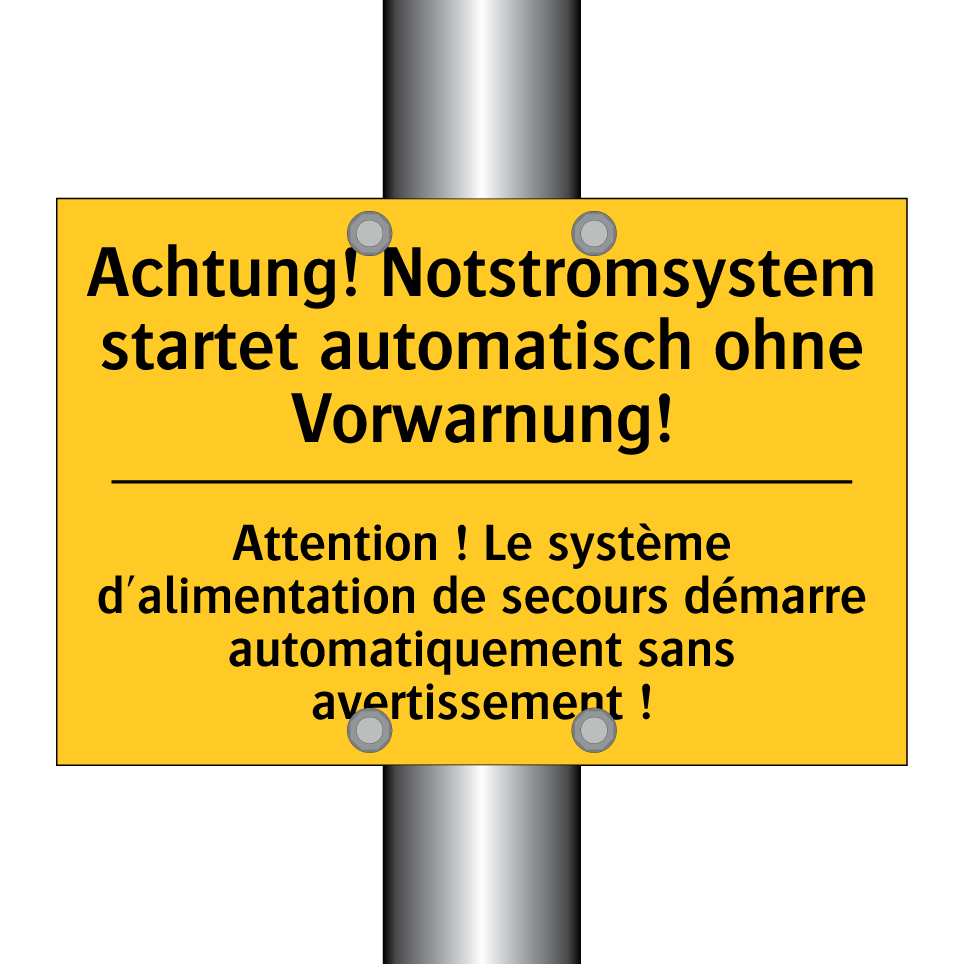 Achtung! Notstromsystem startet /.../ - Attention ! Le système d'alimentation /.../