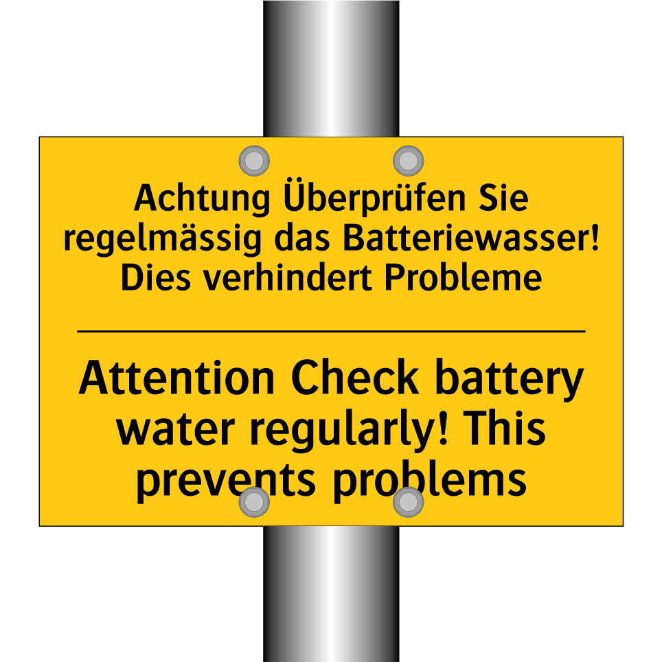 Achtung Überprüfen Sie regelmässig /.../ - Attention Check battery water /.../