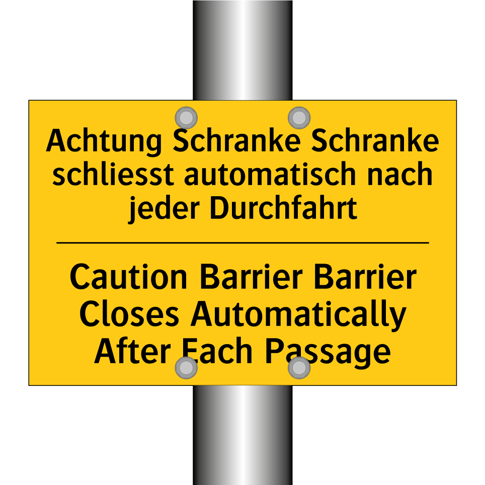 Achtung Schranke Schranke schliesst /.../ - Caution Barrier Barrier Closes /.../