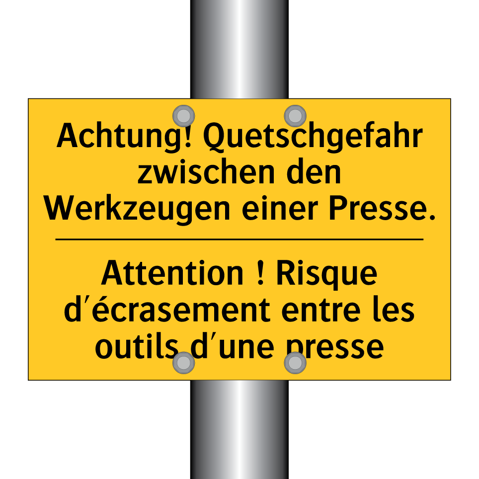 Achtung! Quetschgefahr zwischen /.../ - Attention ! Risque d'écrasement /.../