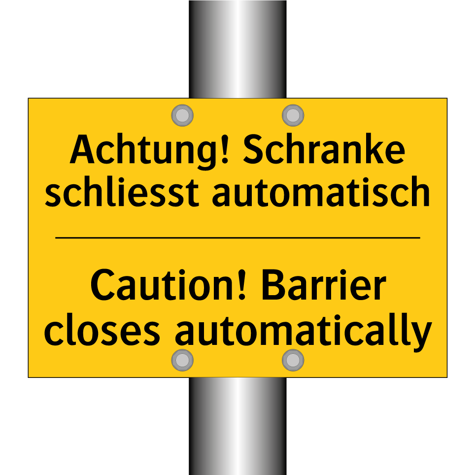 Achtung! Schranke schliesst automatisch /.../ - Caution! Barrier closes automatically /.../