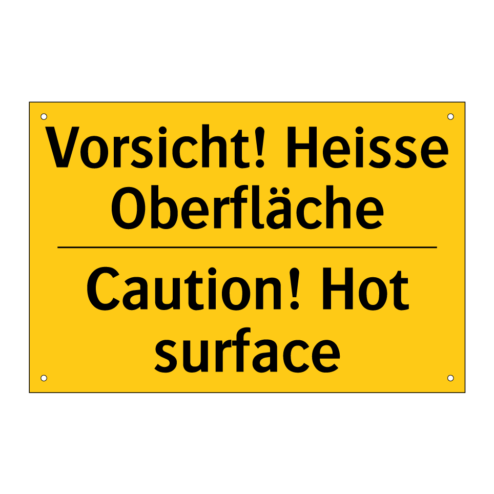 Vorsicht! Heisse Oberfläche - Caution! Hot surface