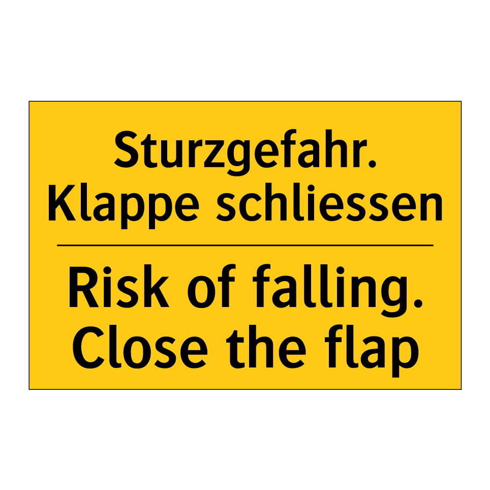 Sturzgefahr. Klappe schliessen - Risk of falling. Close the flap /.../