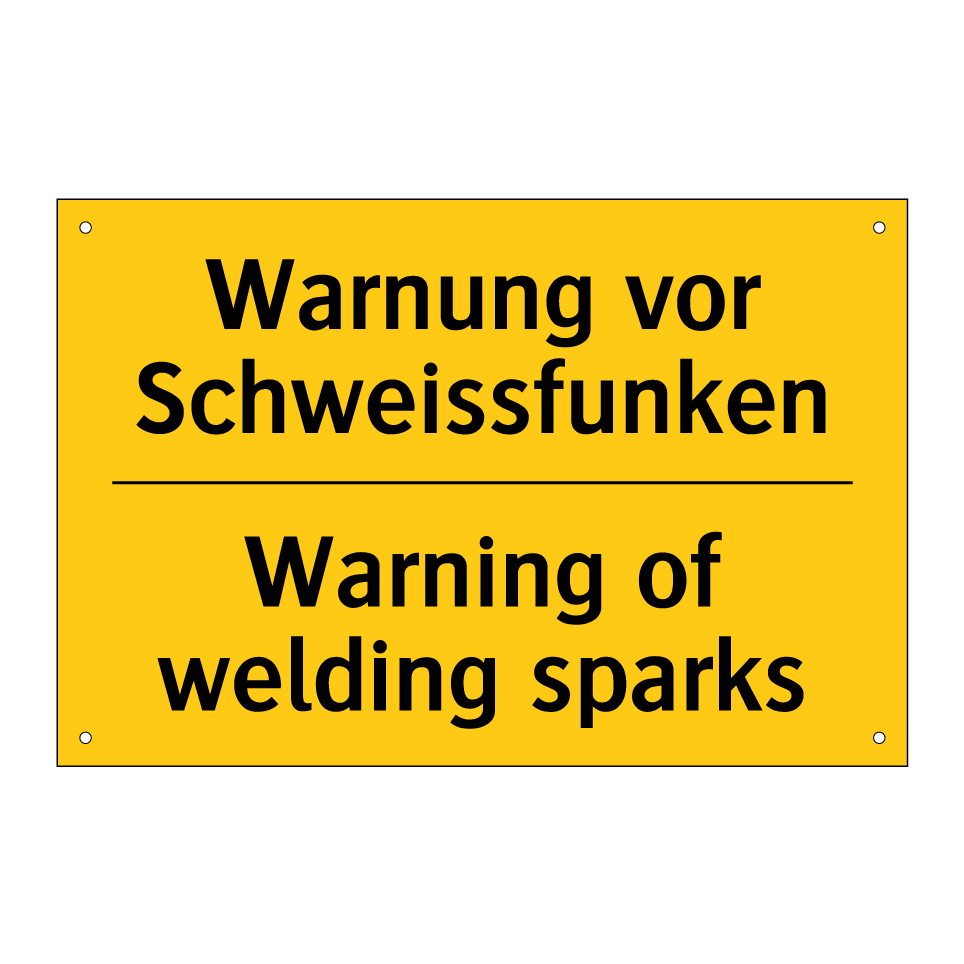 Warnung vor Schweissfunken - Warning of welding sparks