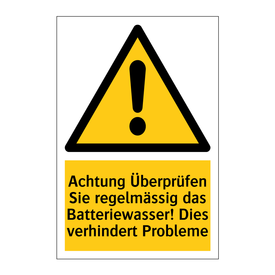 Achtung Überprüfen Sie regelmässig das Batteriewasser! Dies verhindert Probleme