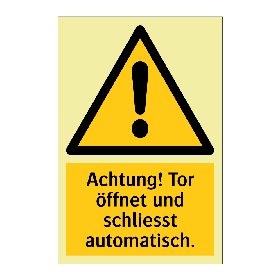 Achtung! Tor öffnet und schliesst automatisch.