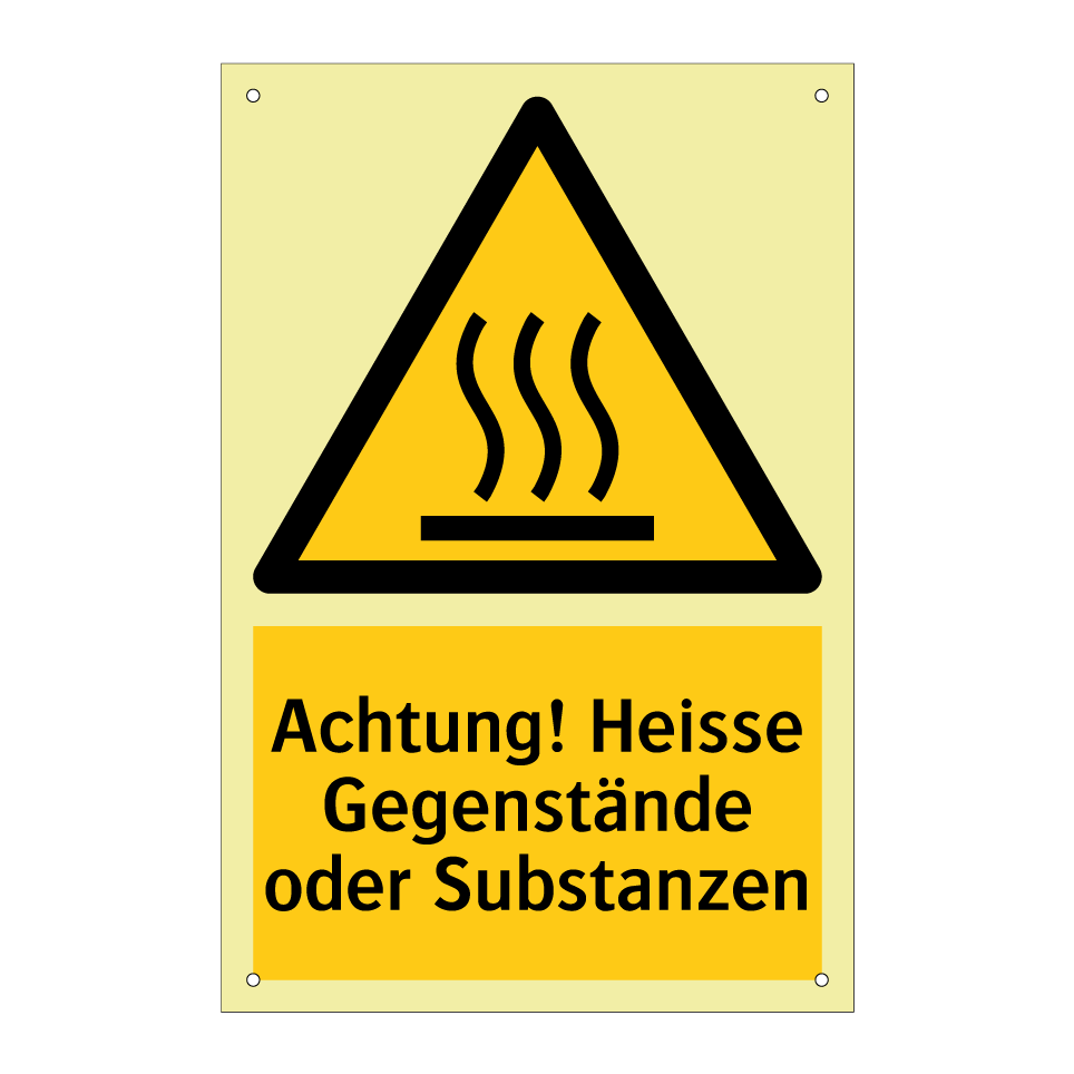 Achtung! Heisse Gegenstände oder Substanzen