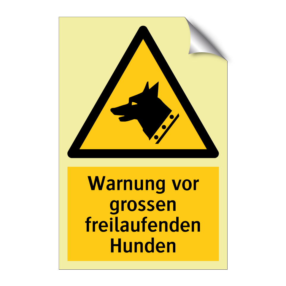 Warnung vor grossen freilaufenden Hunden
