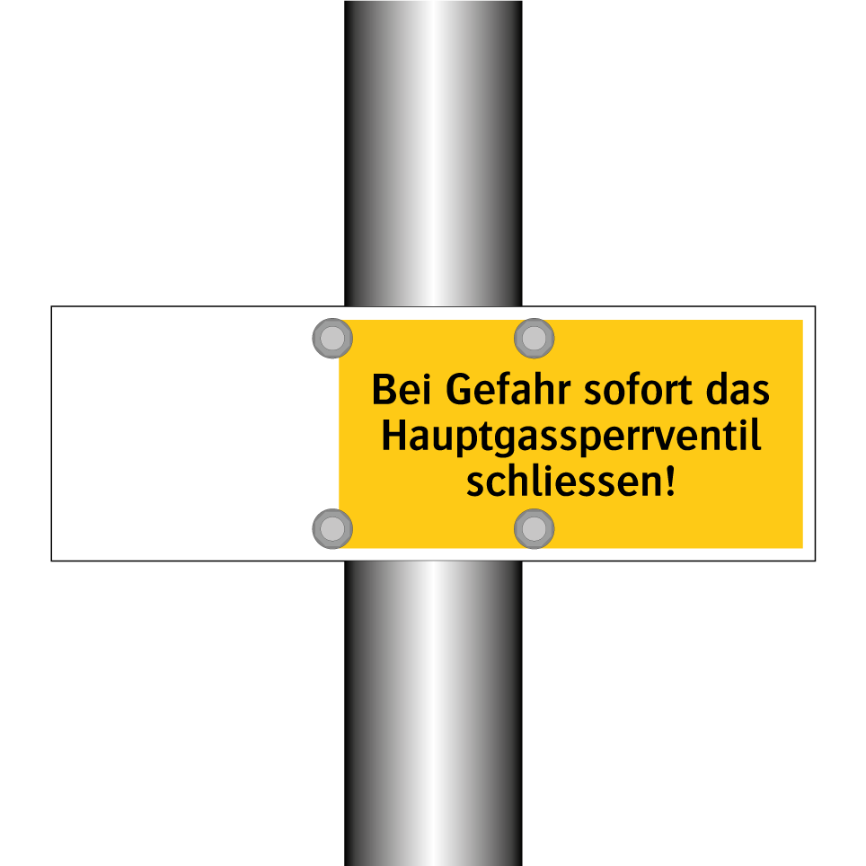 Bei Gefahr sofort das Hauptgassperrventil schliessen!
