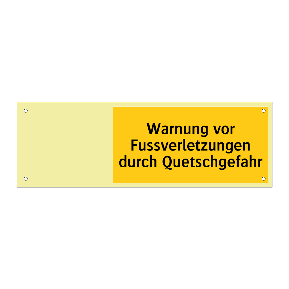 Warnung vor Fussverletzungen durch Quetschgefahr
