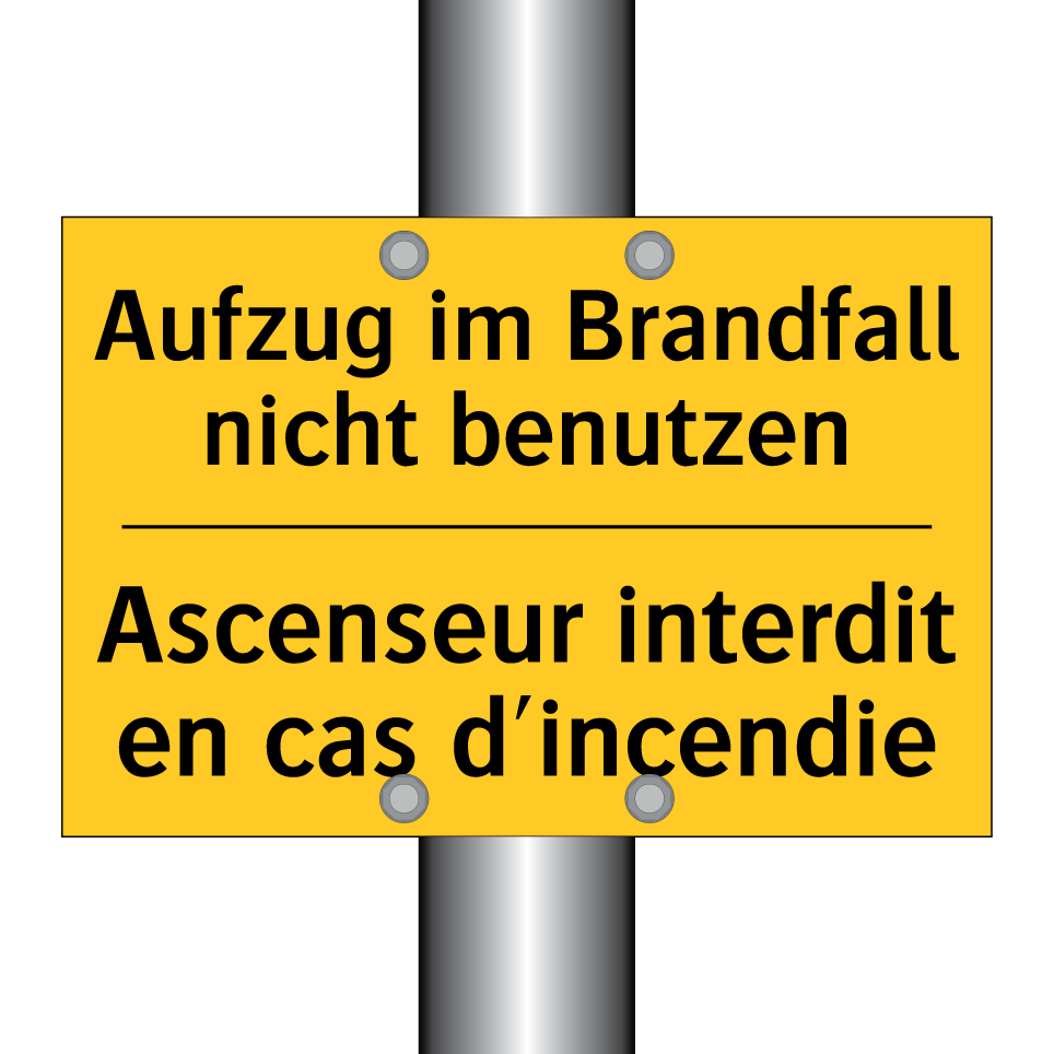 Aufzug im Brandfall nicht benutzen /.../ - Ascenseur interdit en cas d'incendie /.../