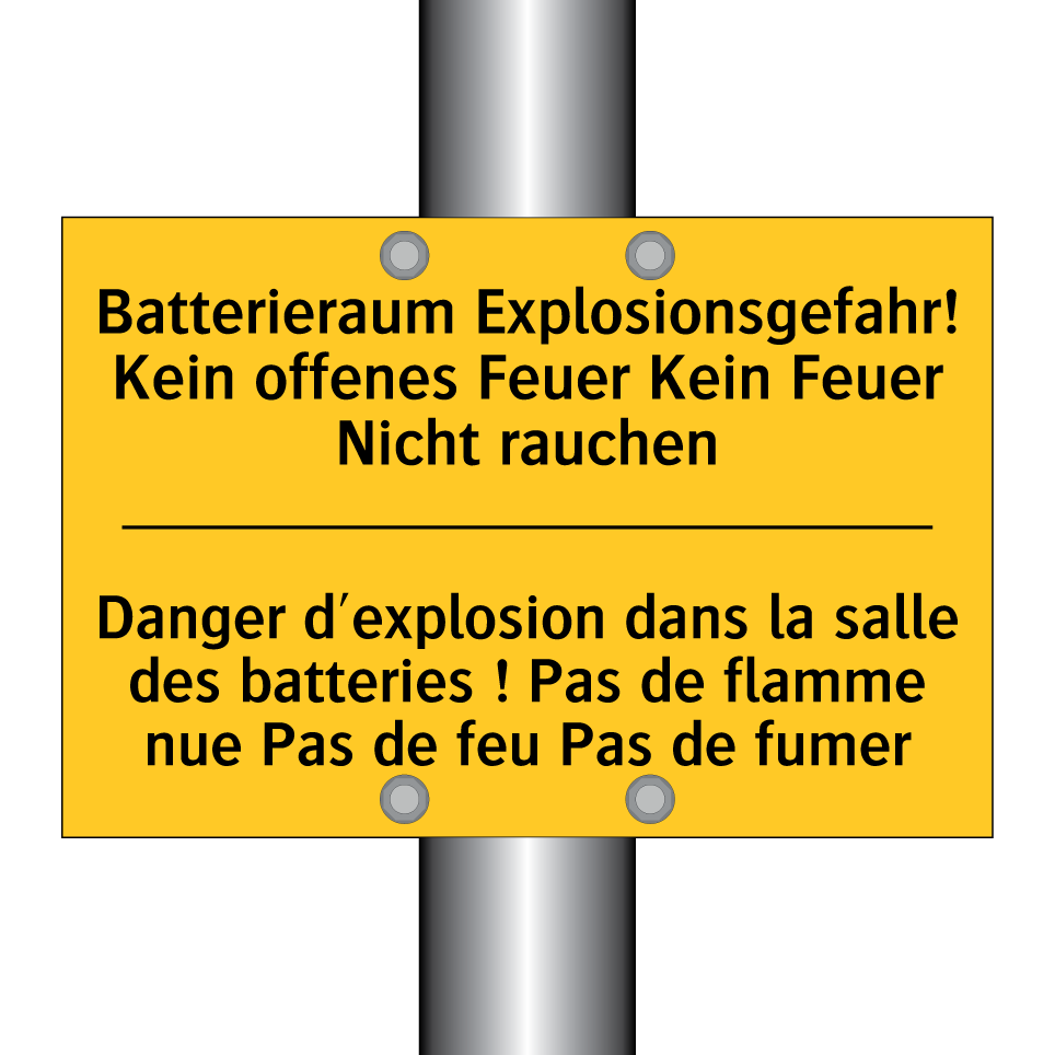 Batterieraum Explosionsgefahr! /.../ - Danger d'explosion dans la salle /.../
