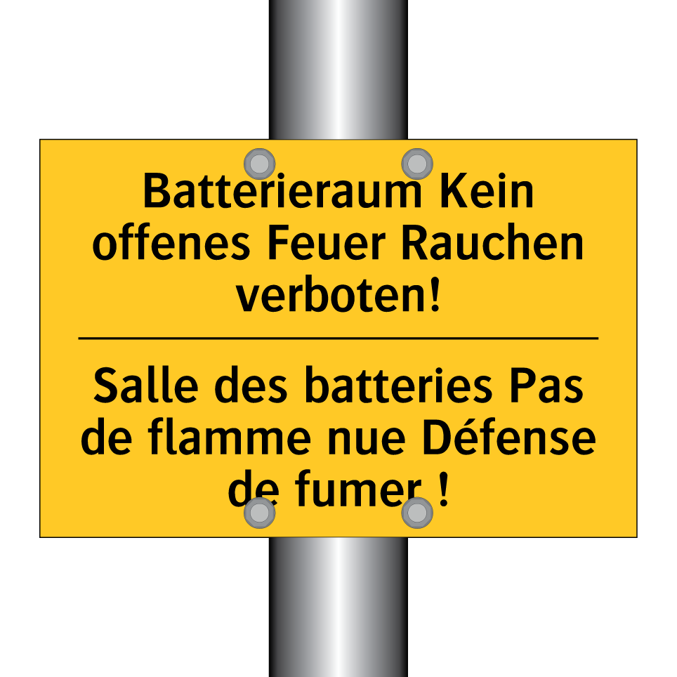 Batterieraum Kein offenes Feuer /.../ - Salle des batteries Pas de flamme /.../