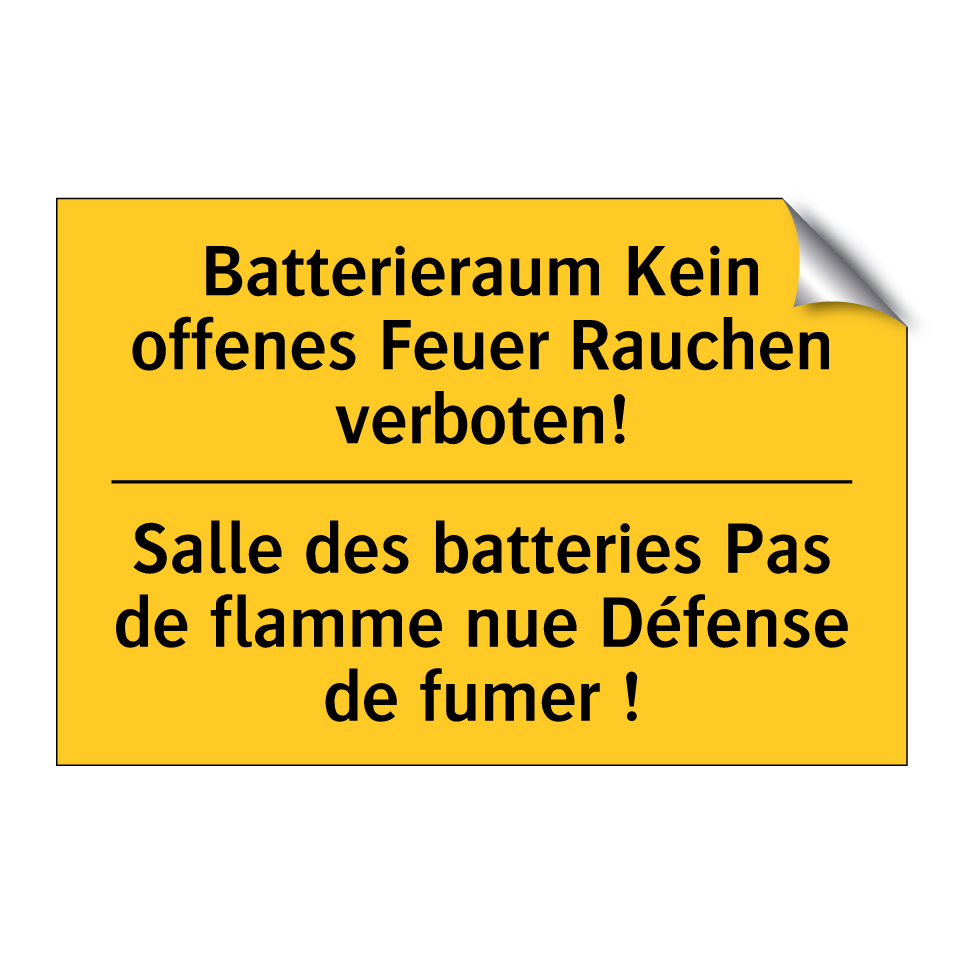 Batterieraum Kein offenes Feuer /.../ - Salle des batteries Pas de flamme /.../