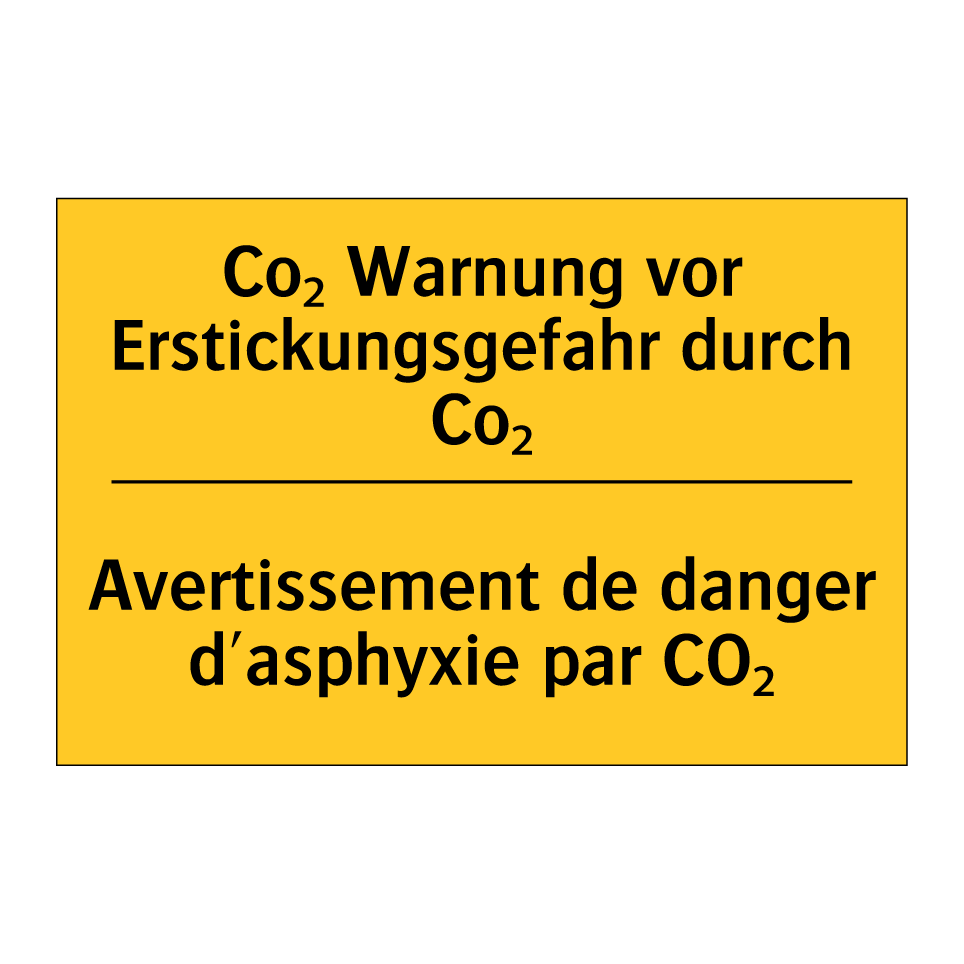 Co₂ Warnung vor Erstickungsgefahr /.../ - Avertissement de danger d'asphyxie /.../
