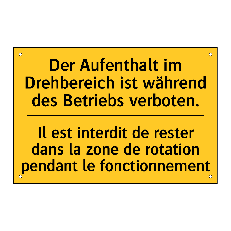 Der Aufenthalt im Drehbereich /.../ - Il est interdit de rester dans /.../