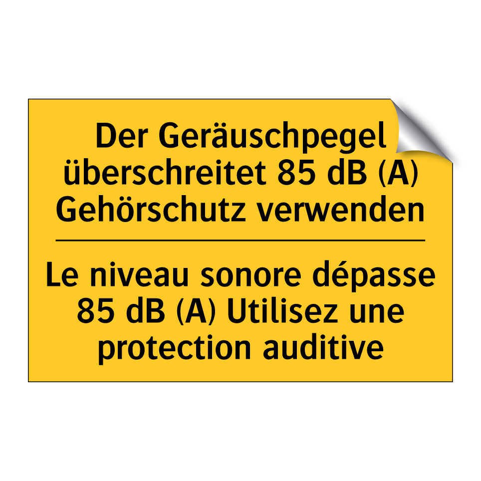 Der Geräuschpegel überschreitet /.../ - Le niveau sonore dépasse 85 dB /.../