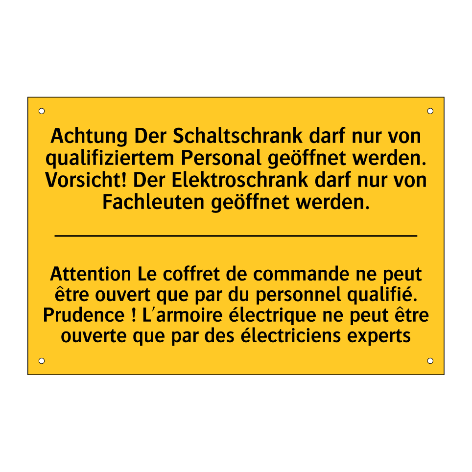 Achtung Der Schaltschrank darf /.../ - Attention Le coffret de commande /.../