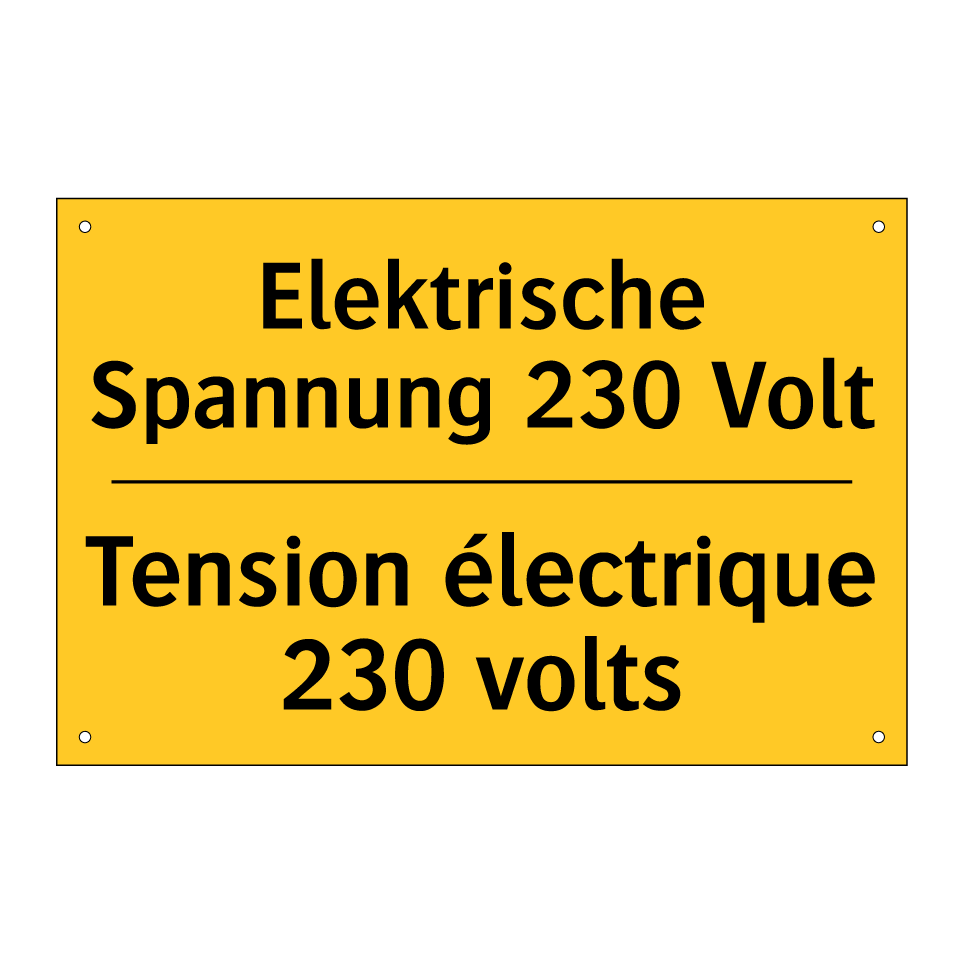 Elektrische Spannung 230 Volt - Tension électrique 230 volts