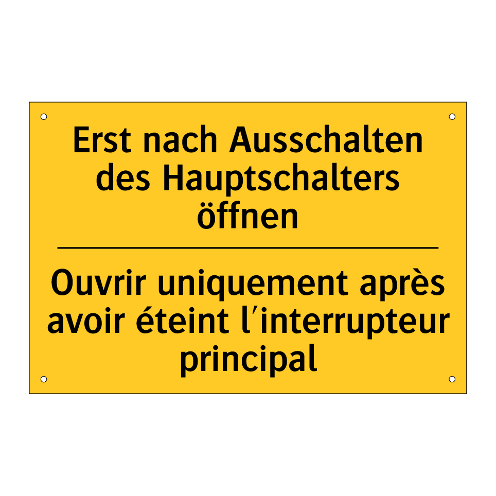 Erst nach Ausschalten des Hauptschalters /.../ - Ouvrir uniquement après avoir /.../
