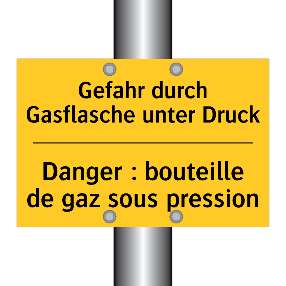 Gefahr durch Gasflasche unter /.../ - Danger : bouteille de gaz sous /.../