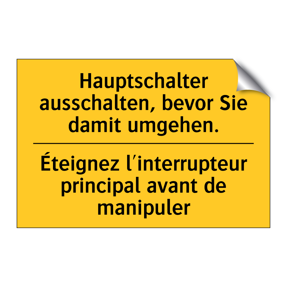 Hauptschalter ausschalten, bevor /.../ - Éteignez l'interrupteur principal /.../