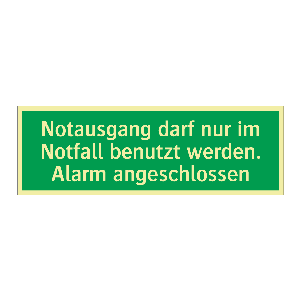 Notausgang darf nur im Notfall benutzt werden. Alarm angeschlossen