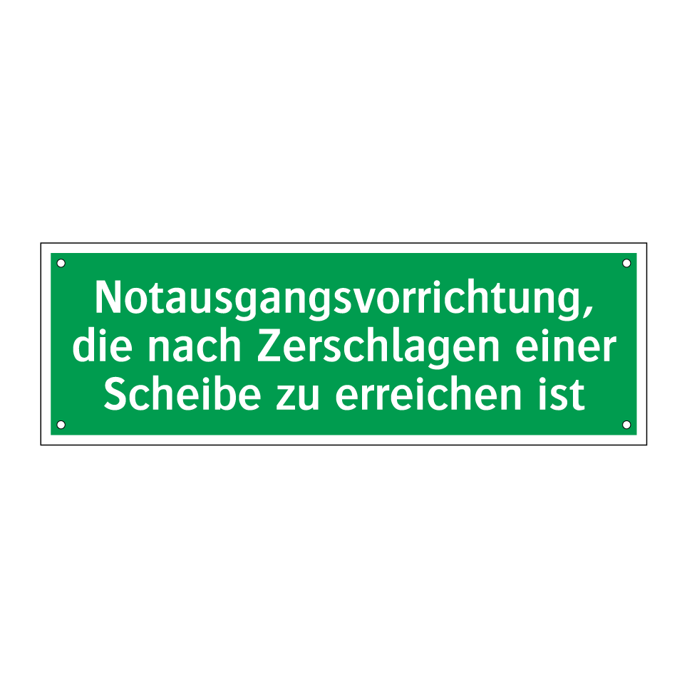 Notausgangsvorrichtung, die nach Zerschlagen einer Scheibe zu erreichen ist