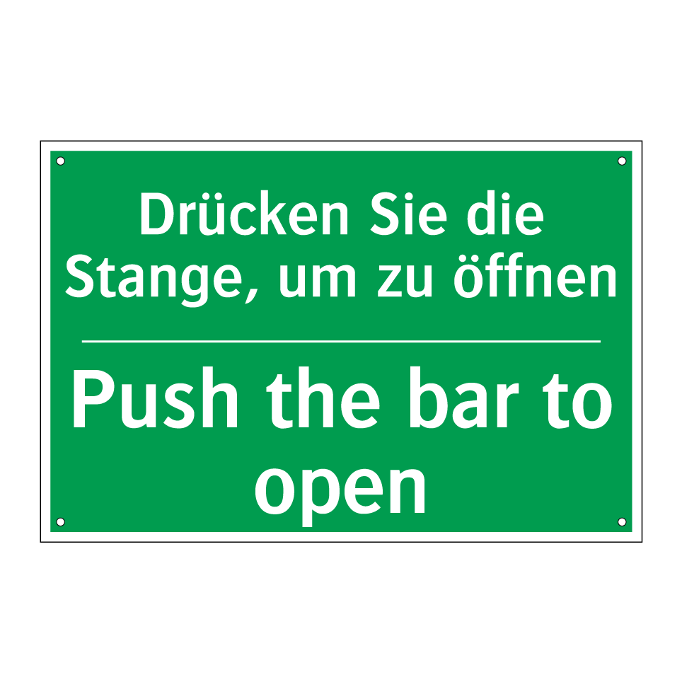 Drücken Sie die Stange, um zu /.../ - Push the bar to open