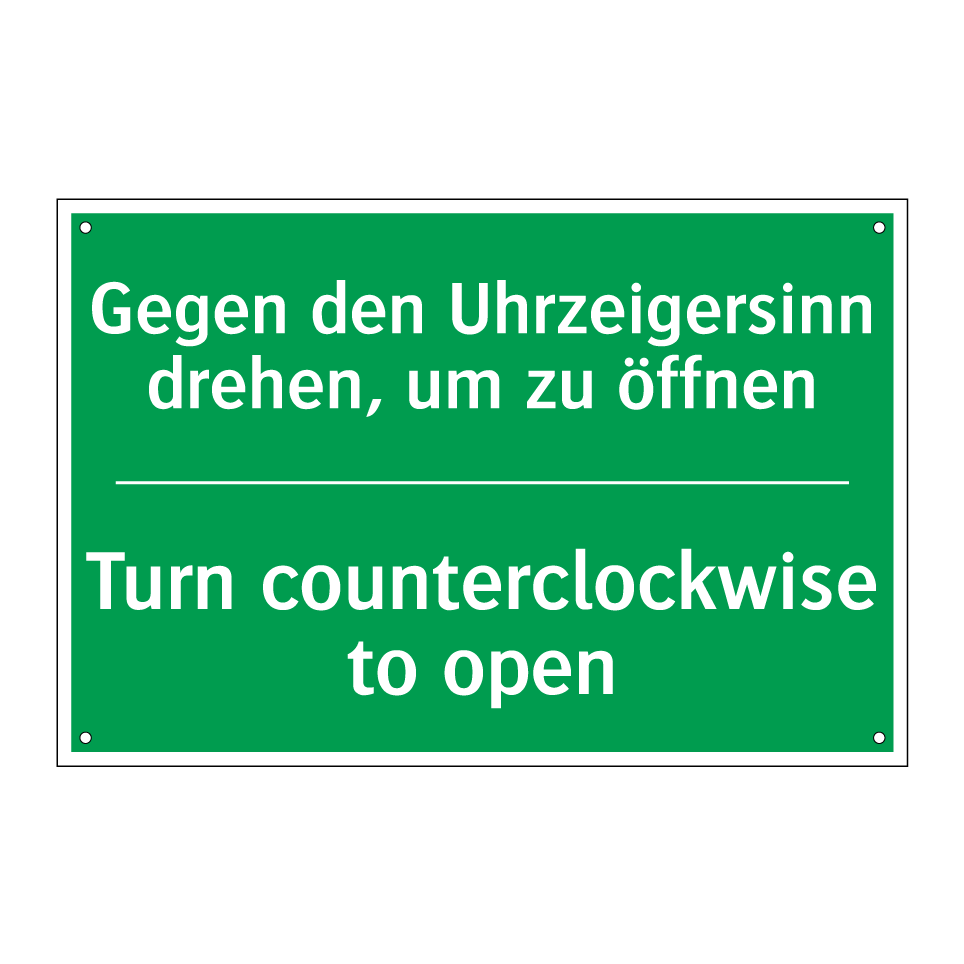 Gegen den Uhrzeigersinn drehen, /.../ - Turn counterclockwise to open