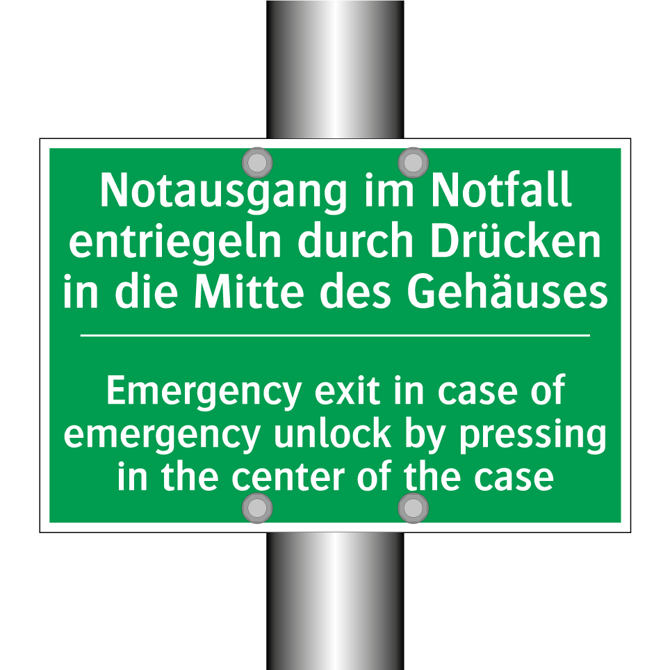 Notausgang im Notfall entriegeln /.../ - Emergency exit in case of emergency /.../