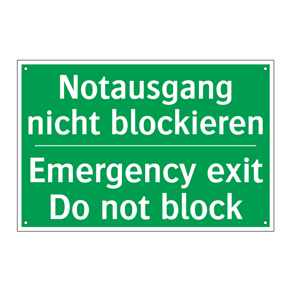 Notausgang nicht blockieren - Emergency exit Do not block