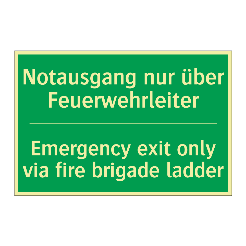 Notausgang nur über Feuerwehrleiter /.../ - Emergency exit only via fire brigade /.../
